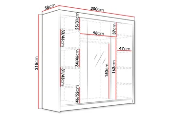 Dianna Garderob med Spegel 200x215 cm - Svart - Products - Förvaring - Garderober & garderobssystem
