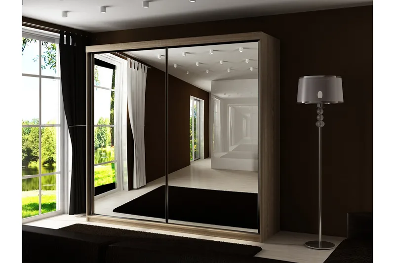 Dunkra Garderob m. Spegel 200x200 cm - Brun - Products - Förvaring - Garderober & garderobssystem