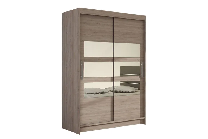 Estella Garderob Skjutdörrar Delad Spegel, Ljus Ek