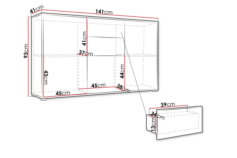 Agawal Byrå 141 cm - Beige - Products - Förvaring - Förvaringsmöbler - Byrå