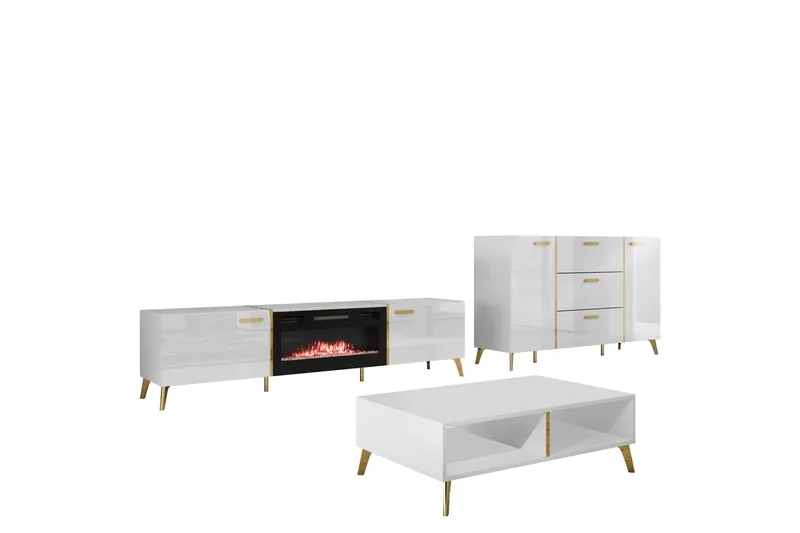 Akihiko Möbelset För Vardagsrum, Vit