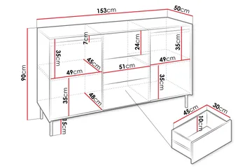 Bjurholm Byrå 153 cm - Vit - Products - Förvaring - Förvaringsmöbler - Byrå