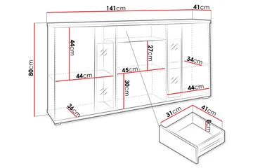 Deardorf Komoda 140 cm - Trä/natur/Vit - Products - Förvaring - Förvaringsmöbler - Byrå - Hallbyrå