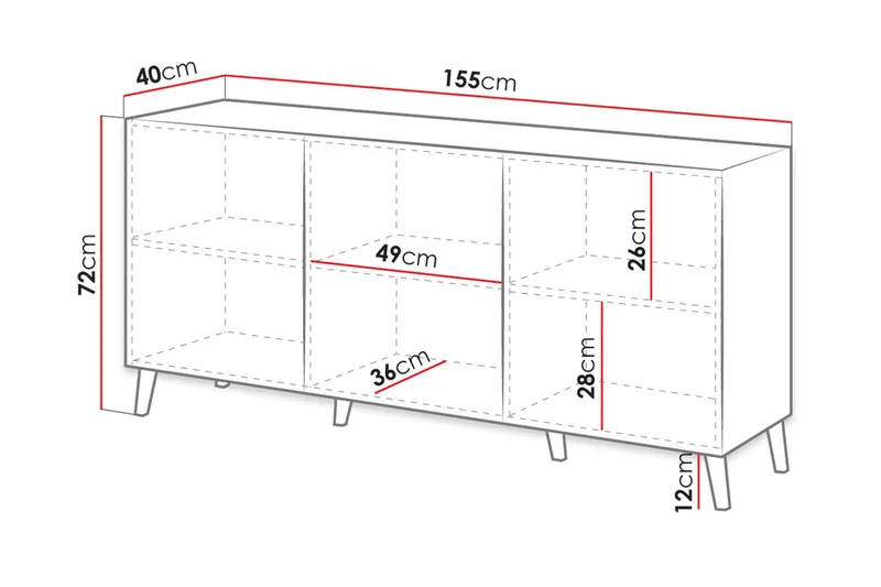 Novaj Byrå 40x155 cm - Svart - Products - Förvaring - Förvaringsmöbler - Byrå - Hallbyrå