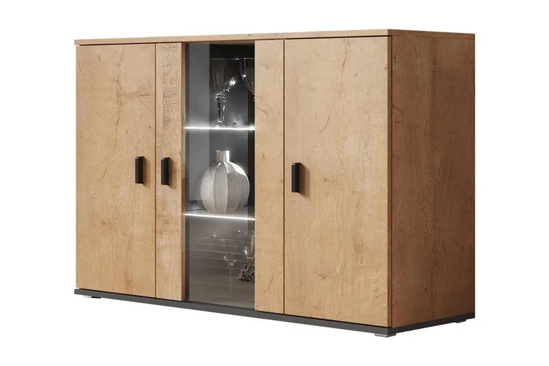 Soho Byrå 41x120 cm LED-belysning, Ek/Svart/RGB LED