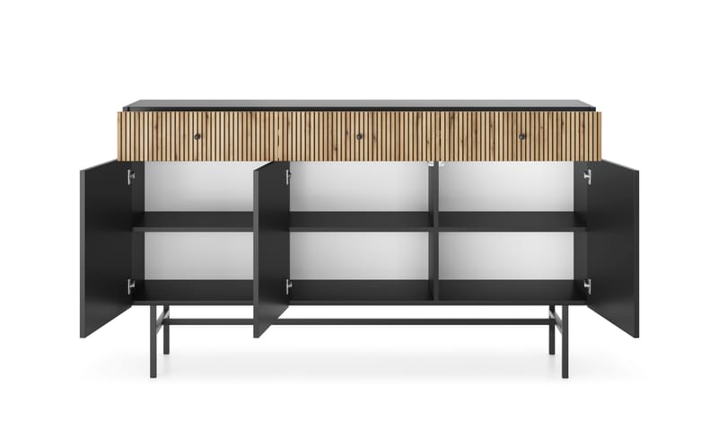 Francisca Byrå 155 cm - Svart/Ek - Products - Förvaring - Förvaringsmöbler - Byrå