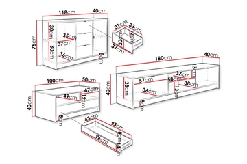 Novaj Möbelset För Vardagsrum - Vit - Products - Förvaring - Förvaringsmöbler - Möbelset för vardagsrum