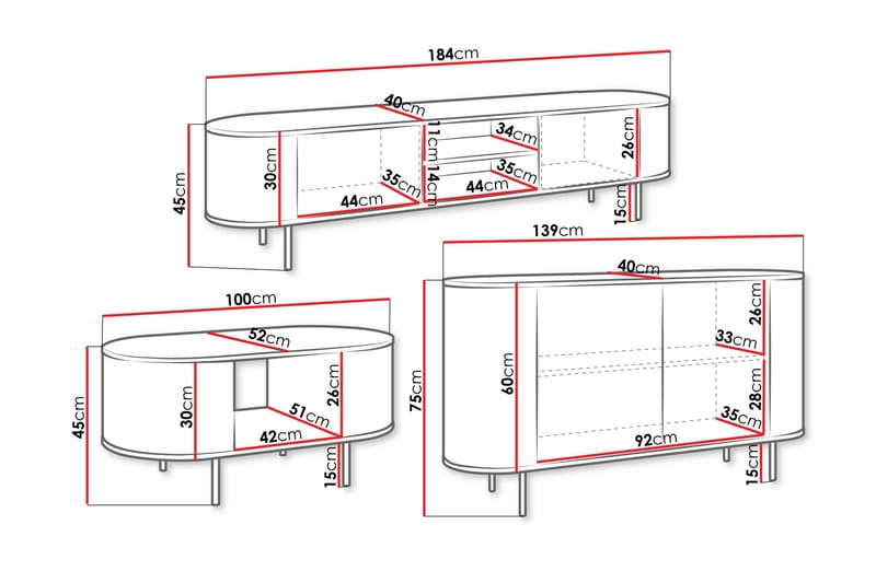 Pantego Möbelset För Vardagsrum - Brun - Products - Förvaring - Förvaringsmöbler - Möbelset för vardagsrum