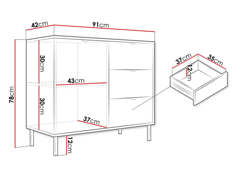 Salmor Sk änk 91x42 cm - Vit - Products - Förvaring - Förvaringsmöbler - Sideboard & skänk