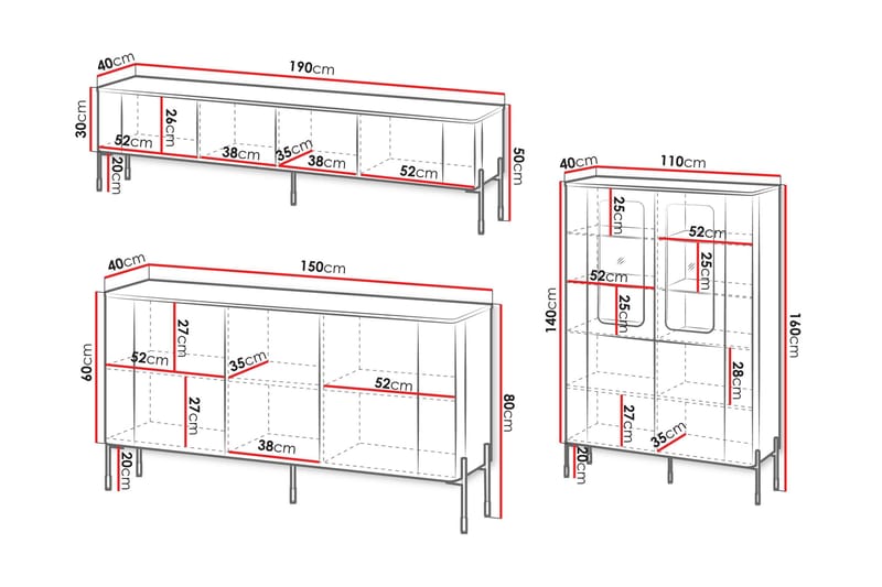 Sherie Möbelset För Vardagsrum - Beige - Products - Förvaring - Förvaringsmöbler - Möbelset för vardagsrum