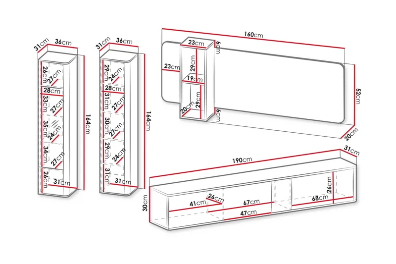 Zalricus Möbelset För Vardagsrum - Beige - Products - Förvaring - Förvaringsmöbler - Möbelset för vardagsrum