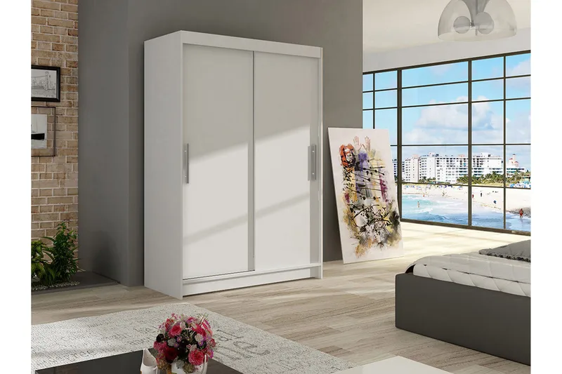 Estella Garderob 120 cm Skjutdörrar - Vit - Products - Förvaring - Garderober & garderobssystem - Garderobsskåp