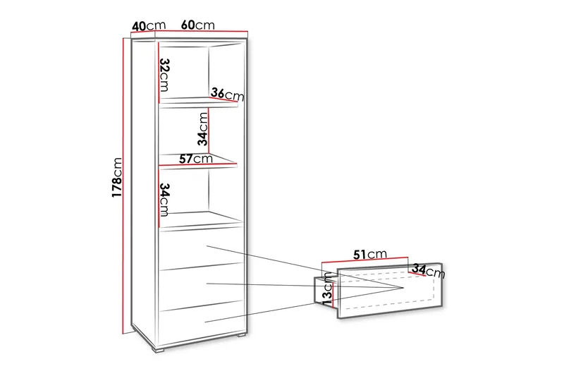 Agawal Bokhylla 60 cm - Beige - Products - Förvaring - Hylla - Bokhylla