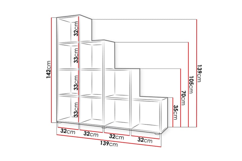 Triorana Bokhylla 139 cm - Beige - Products - Förvaring - Hylla - Bokhylla