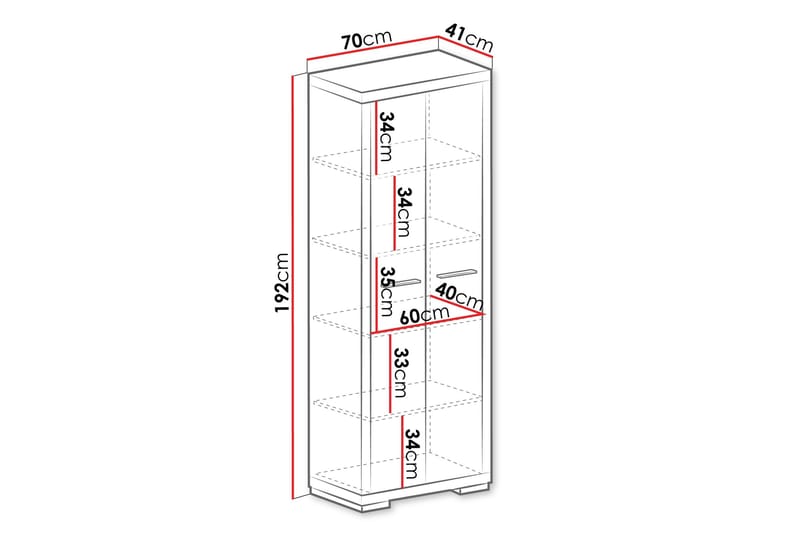 Vegas Bokhylla 70x40,5x192 cm LED-belysning - Beige/Grå - Products - Förvaring - Hylla - Bokhylla