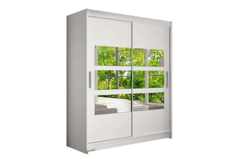 Leila Garderob Skjutdörrar Delad Spegel, Vit/Spegel