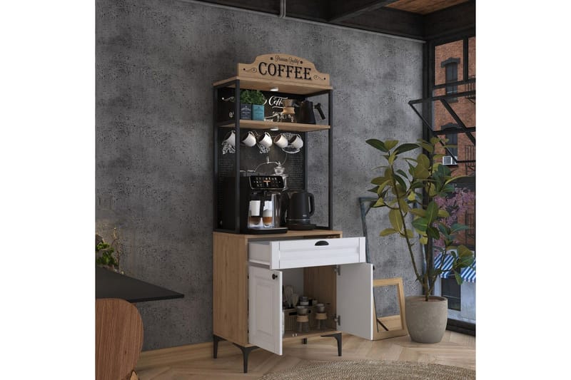 Flerfunktionsskåp Cerreta 157 Valnöt / Vit - Vit/Mörkfärgat trä - Products - Förvaring - Skåp - Förvaringsskåp