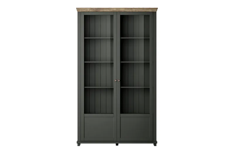 Ivreri Vitrinskåp 42 cm djup 126 cm bred 200 cm hög Mörkt Trä - Khaki/Natur - Products - Förvaring - Skåp - Vitrinskåp