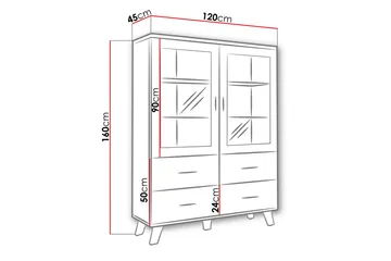 Kardos Vitrinskåp 45x120 cm - Natur/Svart - Products - Förvaring - Skåp - Vitrinskåp