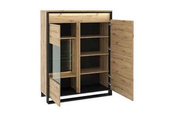 Quant Vitrinskåp 41 cm djup 110 cm bred 140 cm hög Trä - Ek/Svart - Products - Förvaring - Skåp - Vitrinskåp