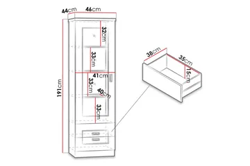 Tadeusz Smalt Vitrinskåp 44 cm djup 46 cm bred 191 cm hög Trä - Brun - Products - Förvaring - Skåp - Vitrinskåp