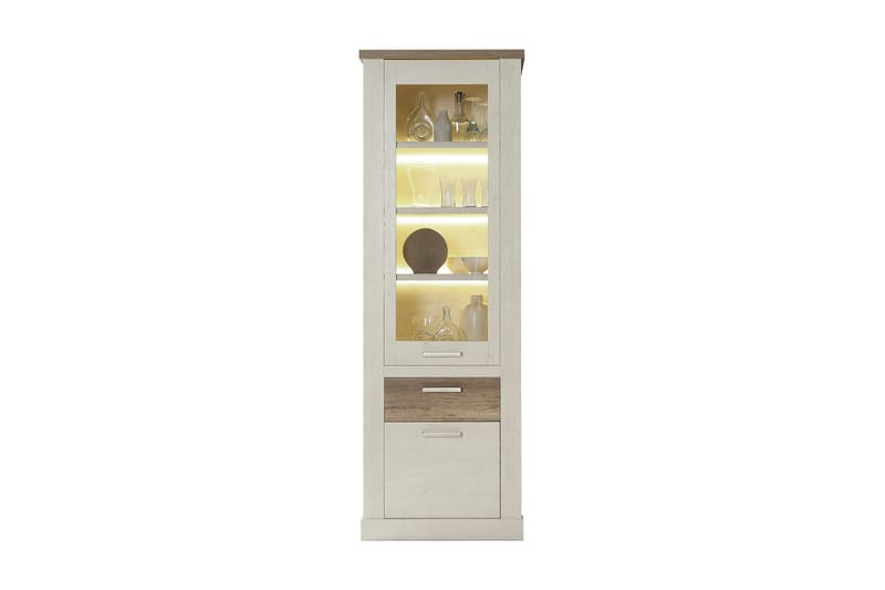 Talebi Vitrinskåp 41 cm djup 71 cm bred 212 cm hög Ljust Trä - Brun/Vit - Products - Förvaring - Skåp - Vitrinskåp