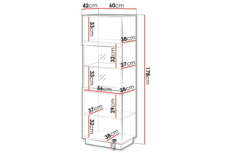 Torvalen Vitrinskåp 60x178 cm - Svart - Products - Förvaring - Skåp - Vitrinskåp