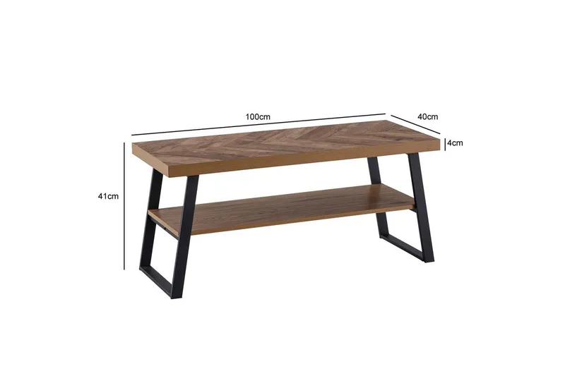 Bänk Wohnling Ekfiskbensdekor med hylla Stabil metallram Modern look - Products - Förvaring - Skoförvaring - Skobänk & skohylla med bänk