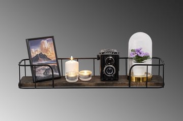 Lindern Vägghylla 15x60 cm - Svart/Valnöt - Products - Förvaring - Småförvaring - Väggförvaring