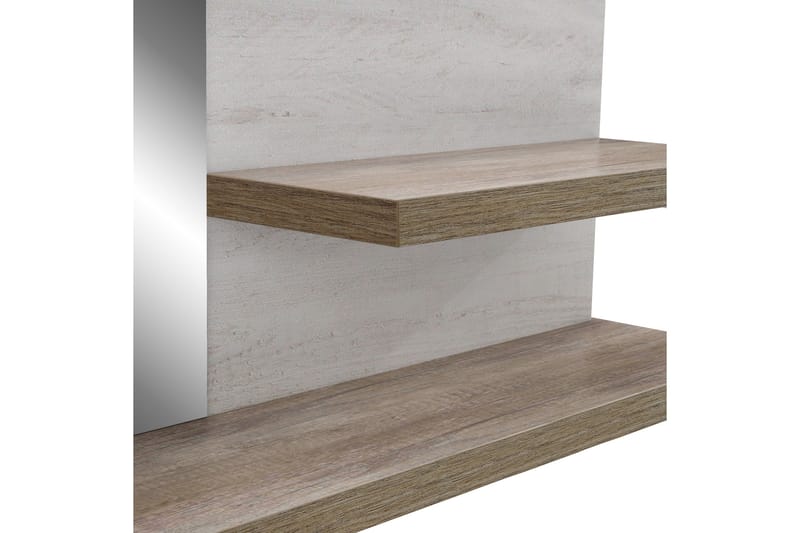 Talebi Vägghylla med Spegel 25x213 cm - Brun/Vit - Products - Förvaring - Småförvaring - Väggförvaring