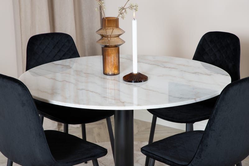 Admira Matgrupp 106 cm Rund inkl 4 Ypas Stolar - Marmor/Vit/Svart - Products - Möbler - Bord & matgrupp - Matgrupp