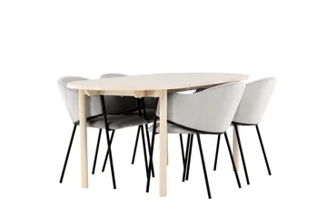 Andy Matgrupp 180 cm Oval med 4 Evelina stolar - Whitewash/Grå - Products - Möbler - Bord & matgrupp - Matgrupp