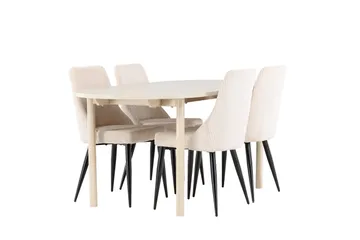 Andy Matgrupp 180 cm Oval med 4 Leone stolar - Whitewash/Beige - Products - Möbler - Bord & matgrupp - Matgrupp