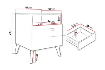 Akihiko Sängbord 40 cm - Vit - Products - Möbler - Bord & matgrupp - Avlastningsbord & sidobord - Sängbord & nattduksbord