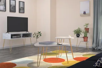 Athena Sidobord 55 cm Marmorlook/Vit/Mässing - Novogratz - Products - Möbler - Bord & matgrupp - Avlastningsbord & sidobord - Brickbord & småbord