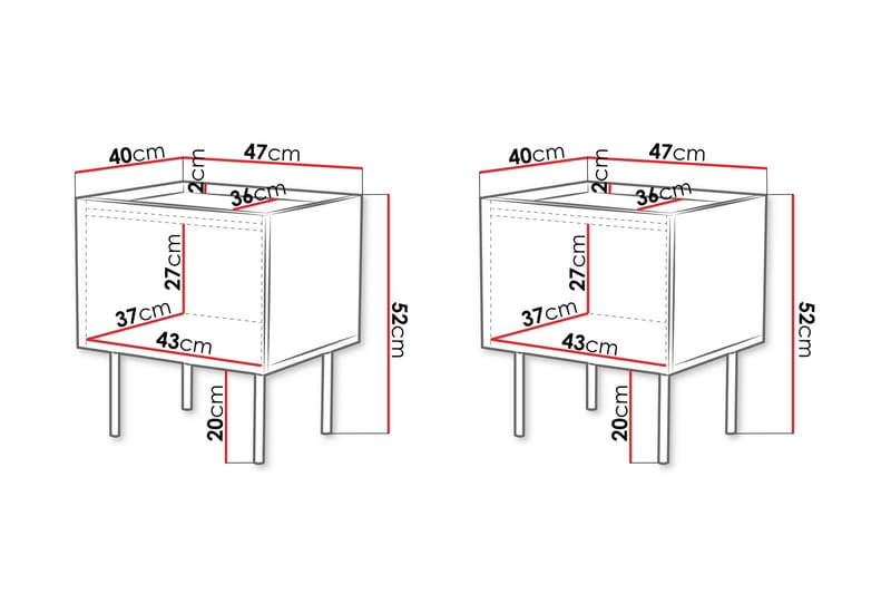 Munkedal Sängbord 47 cm - Vit - Products - Möbler - Bord & matgrupp - Avlastningsbord & sidobord - Sängbord & nattduksbord