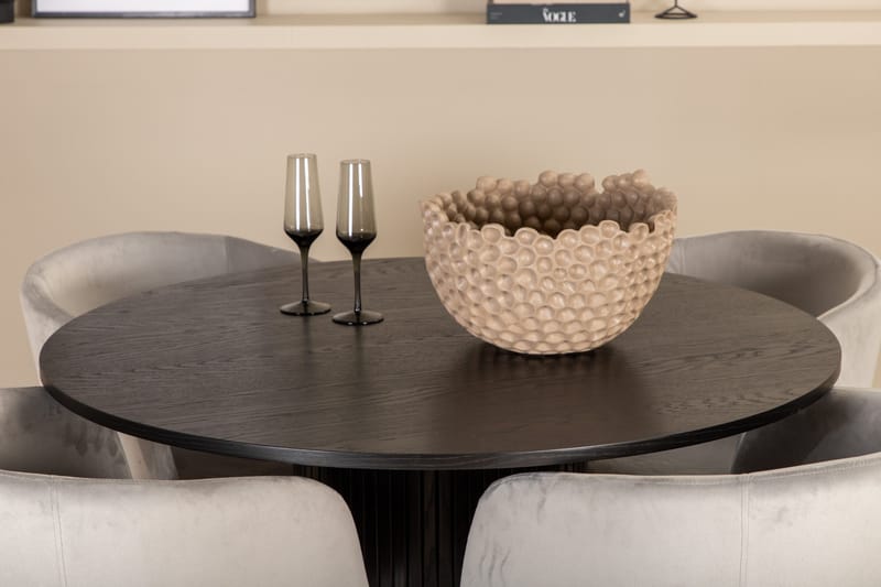 Bianca Matgrupp 110 cm Rund med 4 Berit stolar - Svart - Products - Möbler - Bord & matgrupp - Matgrupp