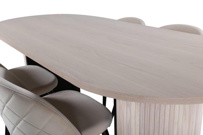 Bianca Matgrupp 200 cm Oval med 4 Velvet stolar - Svart - Products - Möbler - Bord & matgrupp - Matgrupp