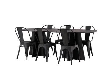 Bootcut Matbord 230x115 cm med 4 Tempe Stolar - Svart - Products - Möbler - Bord & matgrupp - Matbord & köksbord