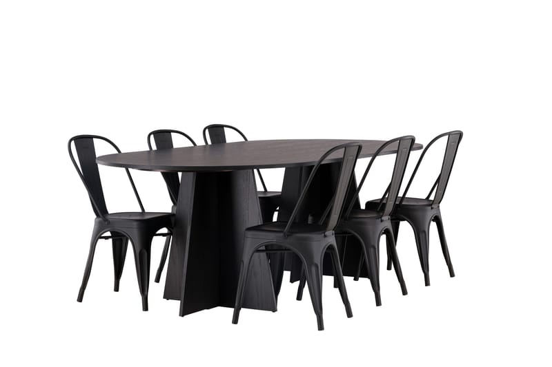 Bootcut Matbord 230x115 cm med 4 Tempe Stolar - Svart - Products - Möbler - Bord & matgrupp - Matbord & köksbord