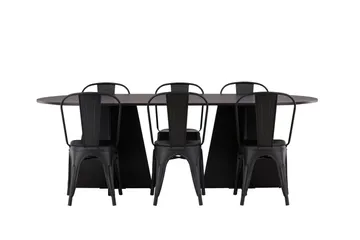 Bootcut Matbord 230x115 cm med 4 Tempe Stolar - Svart - Products - Möbler - Bord & matgrupp - Matbord & köksbord