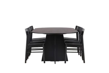 Bootcut Matgrupp + 6 stolar - Svart - Products - Möbler - Bord & matgrupp - Matgrupp