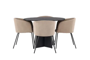 Bootcut Matgrupp 110 cm Rund med 4 Berit stolar - Beige - Products - Möbler - Bord & matgrupp - Matgrupp