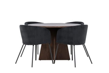 Bootcut Matgrupp 110 cm Rund med 4 Berit stolar - Mocca/Svart - Products - Möbler - Bord & matgrupp - Matgrupp