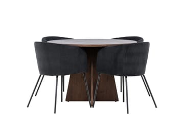 Bootcut Matgrupp 110 cm Rund med 4 Berit stolar - Mocca/Svart - Products - Möbler - Bord & matgrupp - Matgrupp