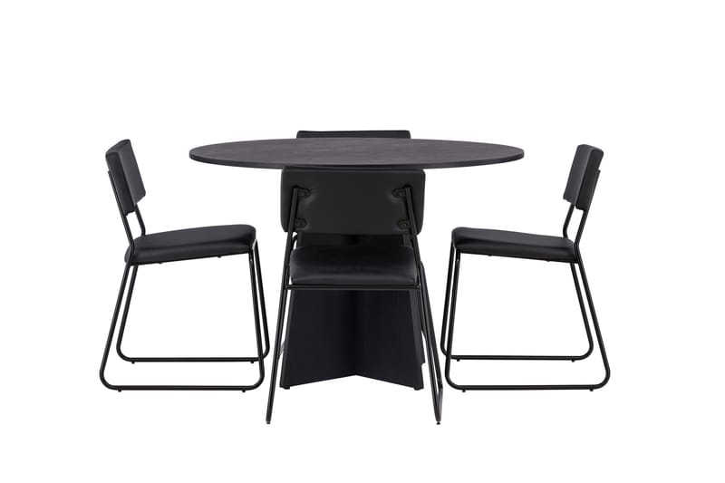Bootcut Matgrupp 110 cm Rund med 4 Kenth Stolar - Svart - Products - Möbler - Bord & matgrupp - Matgrupp