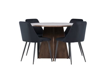 Bootcut Matgrupp 110 cm Rund med 4 Night stolar - Mocca/Svart - Products - Möbler - Bord & matgrupp - Matgrupp