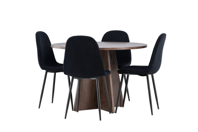 Bootcut Matgrupp 110 cm Rund med 4 Polar stolar - Mocca/Svart - Products - Möbler - Bord & matgrupp - Matgrupp