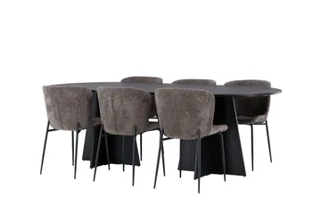 Bootcut Matgrupp 230 cm Oval med 6 Modesto stolar - Svart - Products - Möbler - Bord & matgrupp - Matgrupp