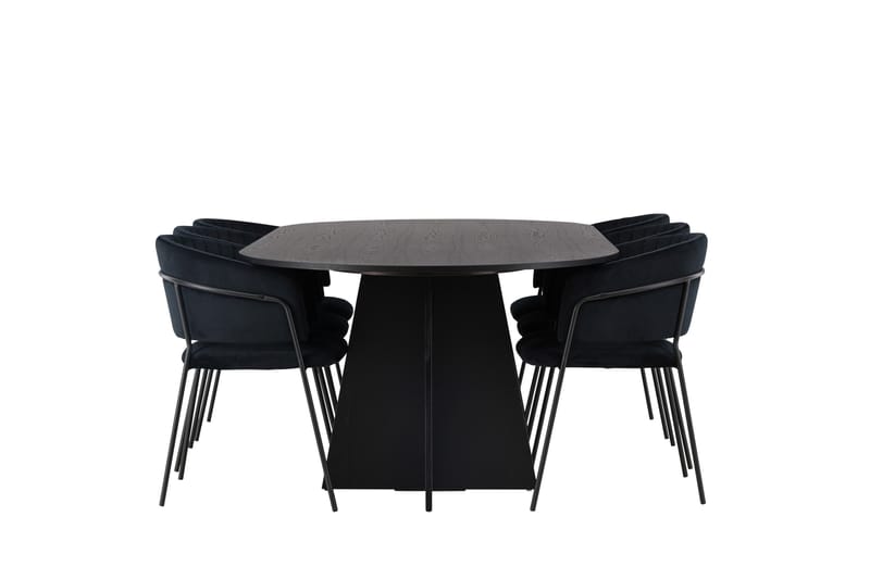 Bootcut Matgrupp 230 cm Oval med 6 Selma Stolar - Svart - Products - Möbler - Bord & matgrupp - Matgrupp